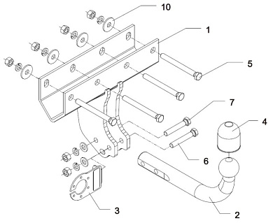 Фаркоп AUTO-HAK JP 09 для Jeep WRANGLER 3